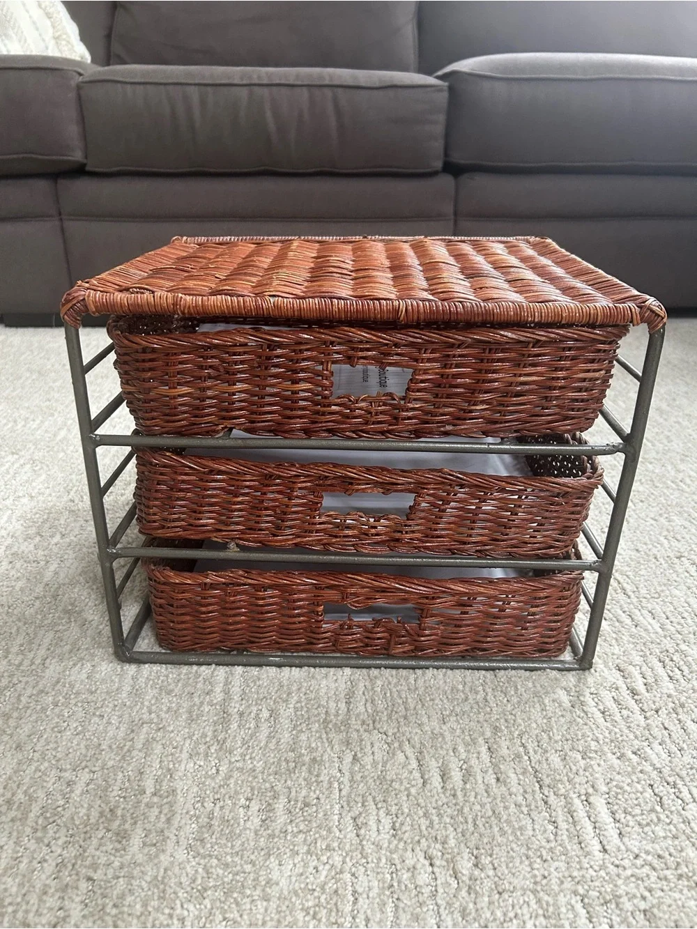 Vintage Woven Rattan 3-Drawer Storage Organizer - Brown